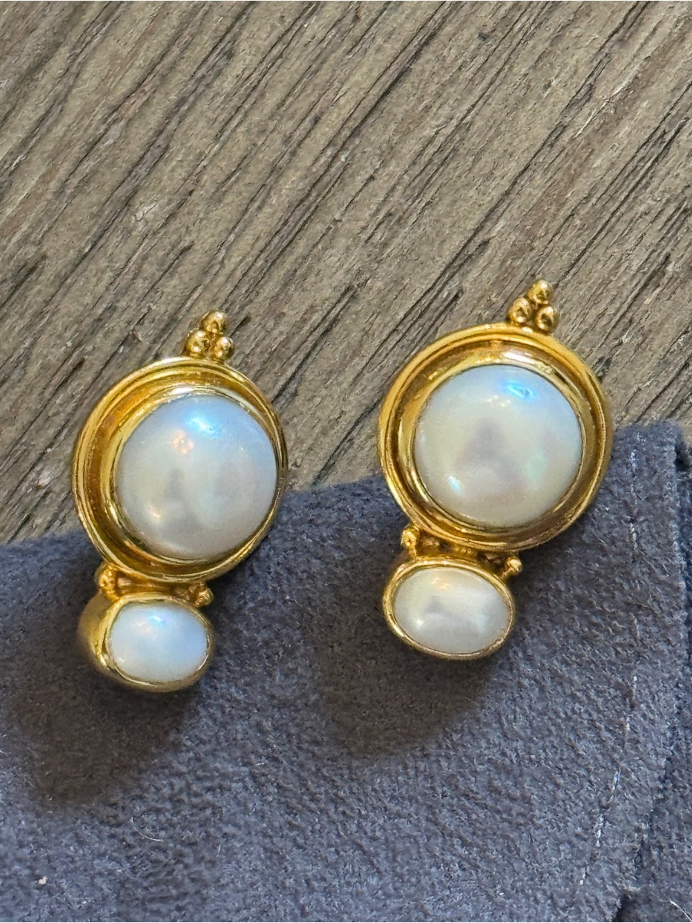 Julie Vos gold and pearl stud earrings